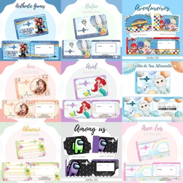 Cartão Do Sus Kit Digital 119 Estampas Temas Variados