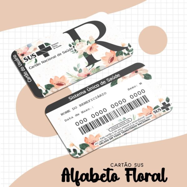 Cartão Sus Adulto Alfabeto Floral - Arquivo Digital