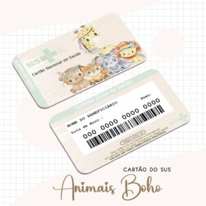cartao sus animais boho arquivo digital animais boho