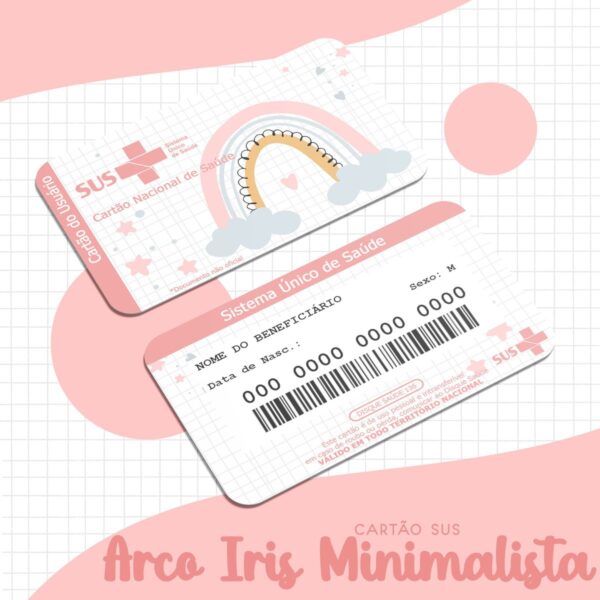 Cartão Sus Arco Íris Minimalista Menina - Arquivo Digital
