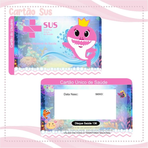 Cartão Sus Baby Shark Menina - Arquivo Digital