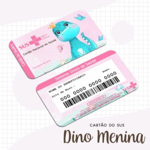 cartao sus dinossauro menina arquivo digital digital