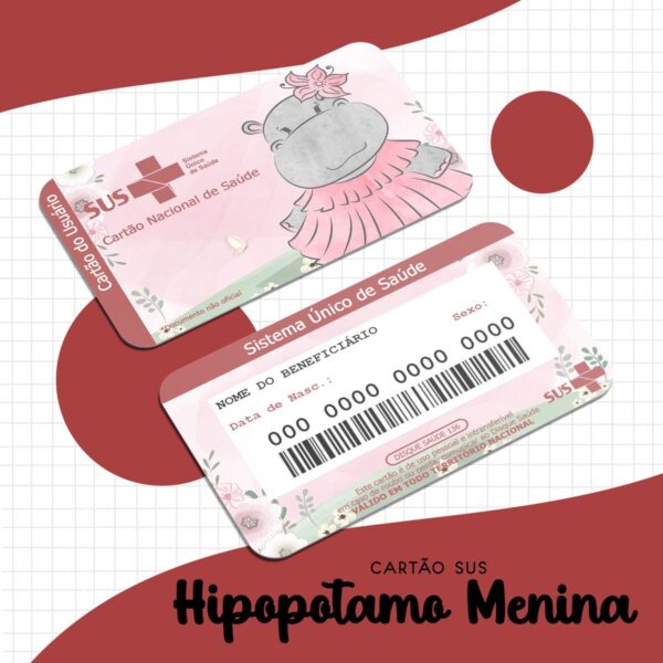 Cartão Sus Hipopótamo Menina - Arquivo Digital