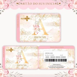 Cartão Sus Inicial Dourada Menina - Arquivo Digital