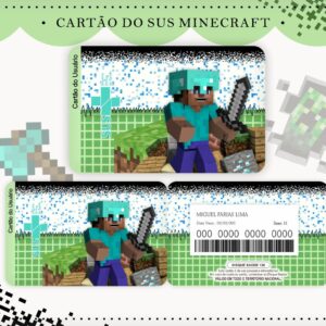 cartao sus minecreft arquivo digital kit digital