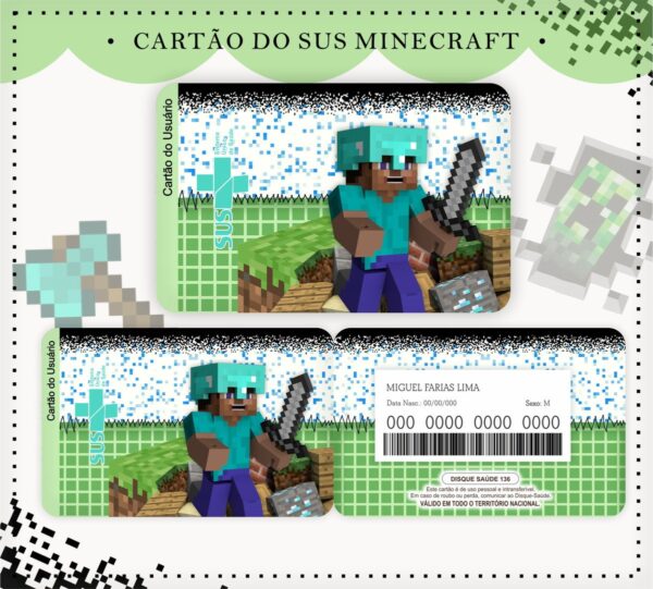 Cartão Sus Minecreft - Arquivo Digital