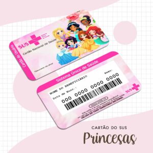 Cartão Sus Princesas Editável - Arquivo Digital