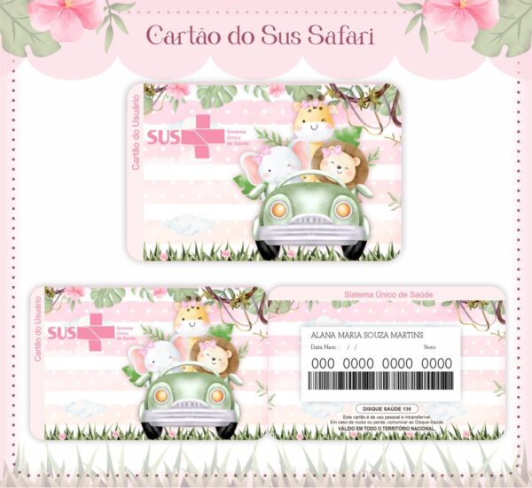 Cartão Sus Safari Menina Rosa - Arquivo Digital