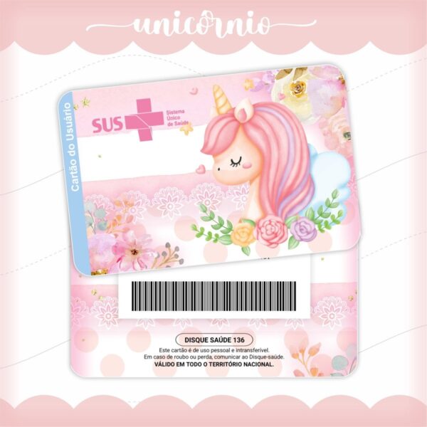 Cartão Sus Unicórnio Rosa - Arquivo Digital