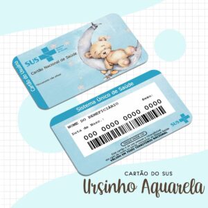 cartao sus ursinho aquarela menino arquivo digital papelaria digital