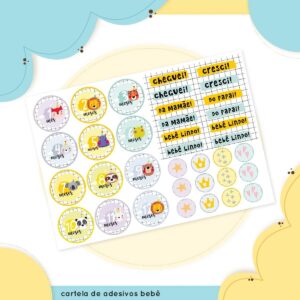 cartela stickers adesivos bebe arquivo digital stickers