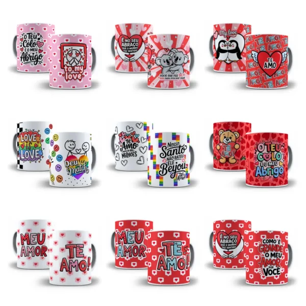 Celebre o Amor com 30 Artes para Caneca e Tubolata - JPG