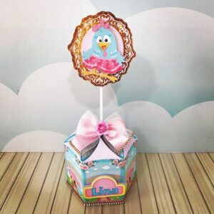 centro de mesa galinha pintadinha menina arquivo digital papelaria personalizada
