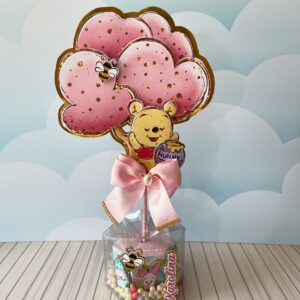 centro de mesa ursinho pooh rosa arquivo digital papelaria personalizada 2
