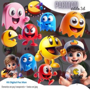 Cliparts 3D Pacman Atari Imagens e Figuras Retrô Mascotinho