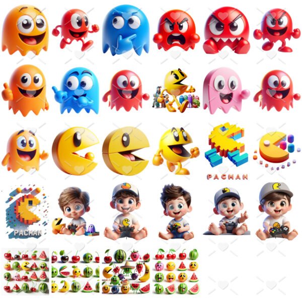 Cliparts 3D Pacman Atari Imagens e Figuras Retrô Mascotinho