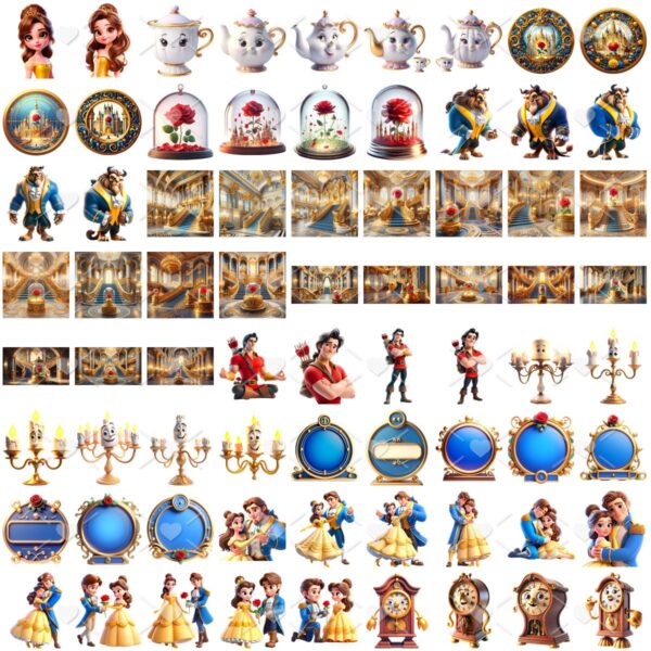 Cliparts A Bela e a Fera Png Transparente Imagens 3D Cute