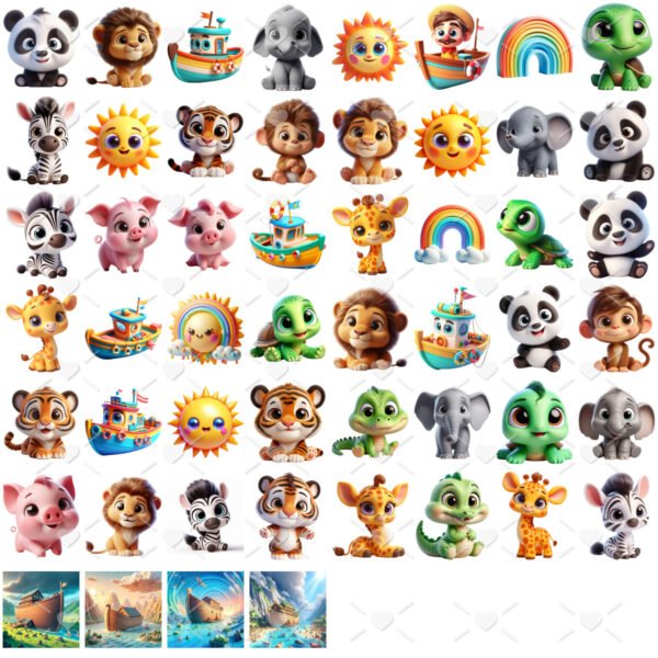 Cliparts Arca de Noé Bebês Imagens Fofas Png Animais Cute