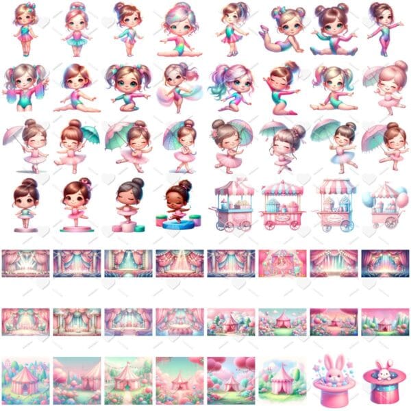 Cliparts Circo Rosa Aquarela Png Imagens Baby 3D Menina