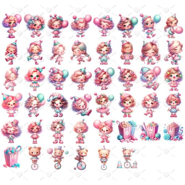 Cliparts Circo Rosa Aquarela Png Imagens Baby 3D Menina