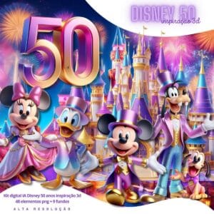Cliparts Disney 50 Anos Png Imagens Personagens 3D Cute