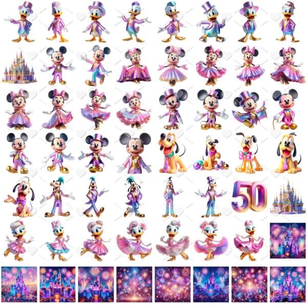Cliparts Disney 50 Anos Png Imagens Personagens 3D Cute