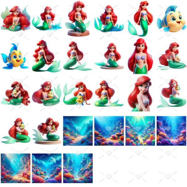 Cliparts Disney A Pequena Sereia Princesa Ariel Png Cute 3D