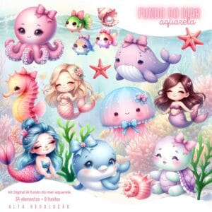Cliparts Fundo do Mar Png Imagens Baby 3D Cute Menina