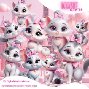 Cliparts Gatinha Marie Disney 3D Cute Imagens e Figuras Png
