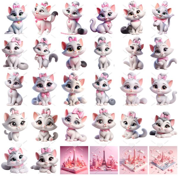 Cliparts Gatinha Marie Disney 3D Cute Imagens e Figuras Png