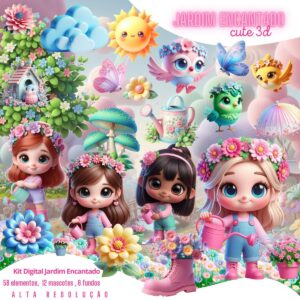 Cliparts Jardim Encantado 3D Mascotes Baby Girls Png Cute