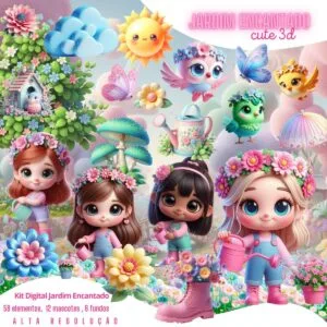 Cliparts Jardim Encantado 3D Mascotes Baby Girls Png Cute