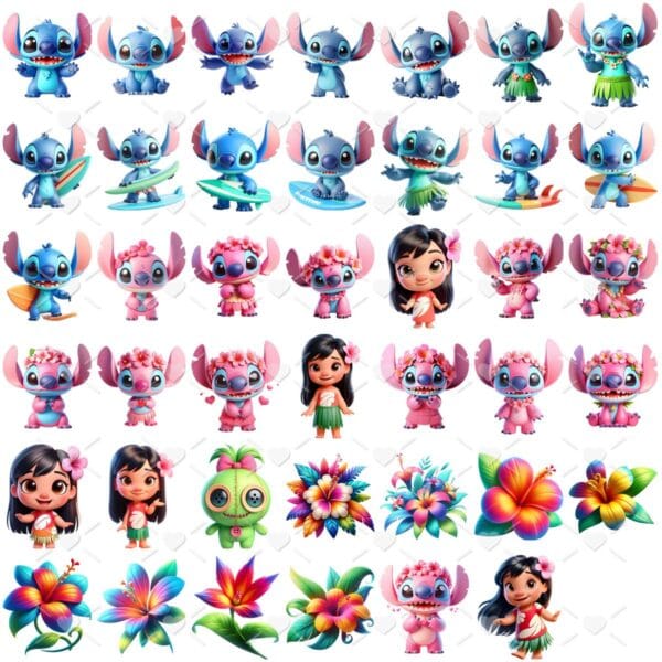 Cliparts Lilo e Stitch Png Imagens Baby 3D Cute Bebês