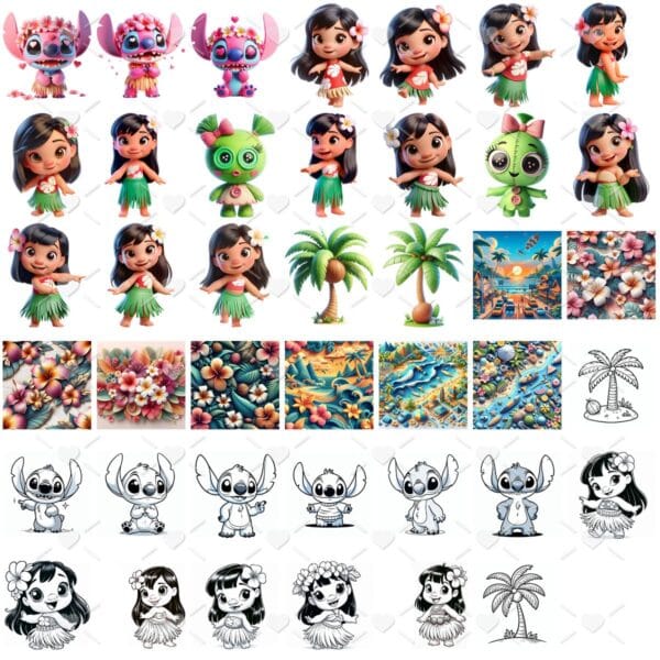 Cliparts Lilo e Stitch Png Imagens Baby 3D Cute Bebês