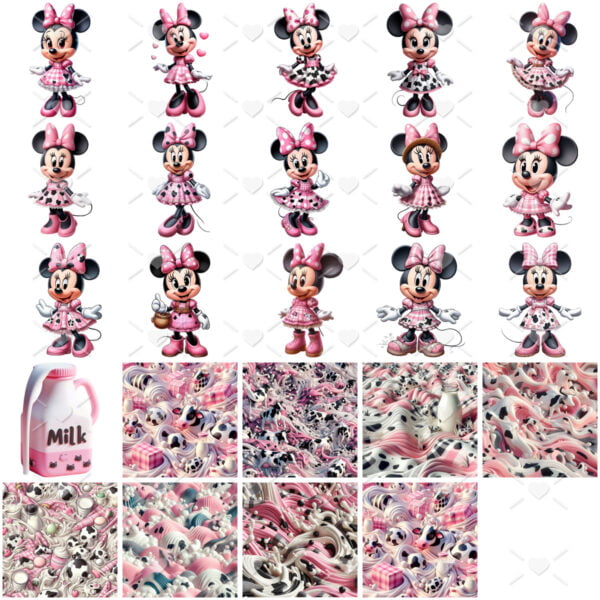 Cliparts Minnie Rosa Milk Kit Digital Png Transparente