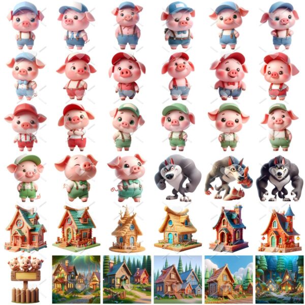 Cliparts Os Três Porquinhos Png Menino Ilustrações Imagens