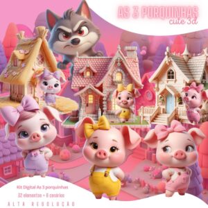 Cliparts Png As Três Porquinhas 3D Menina Cute Lobo Mau