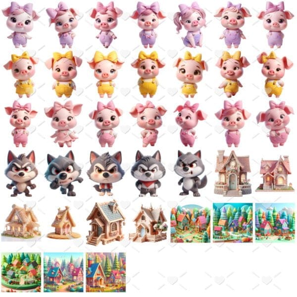 Cliparts Png As Três Porquinhas 3D Menina Cute Lobo Mau