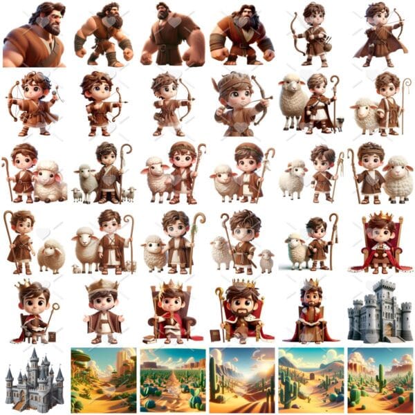 Cliparts Rei Davi e Golias Png Imagens Baby 3D Cute Bebês