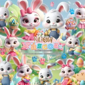 Coelhinhos Pascoa 3d Em Png Kit Digital Para Crafts E Diy