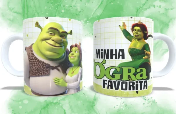 Coleção Amorosa de Estampas para Canecas - Fiona e Shrek