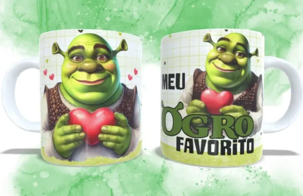 Coleção Amorosa de Estampas para Canecas - Fiona e Shrek