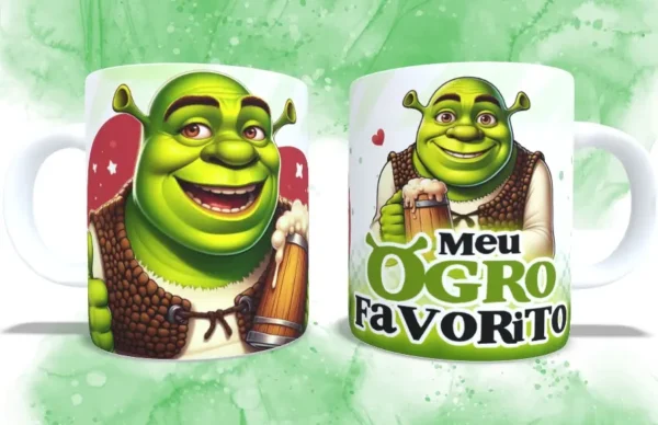 Coleção Amorosa de Estampas para Canecas - Fiona e Shrek