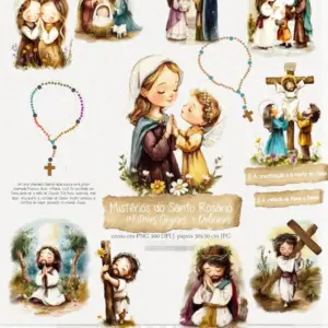 Coleção Aquarelada do Santo Rosário - Kit Gozosos e Dolorosos