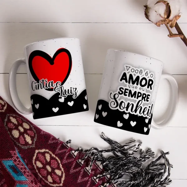 Coleção Arte Digital: Canecas e Azulejos Românticos