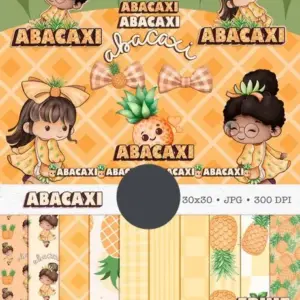 Coleção Cute Boneca Frutinhas - Abacaxi Aquarelado Kit PNG