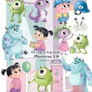 Coleção Digital Monstros S.A. - Estilo Aquarela PNG