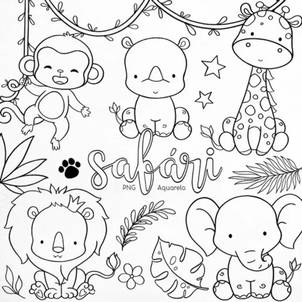 Coleção Exclusiva Safari Aquarelado para Papelaria Criativa