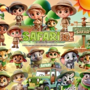 Coleção Exclusiva Safari: Kit Digital em PNG para Criativos