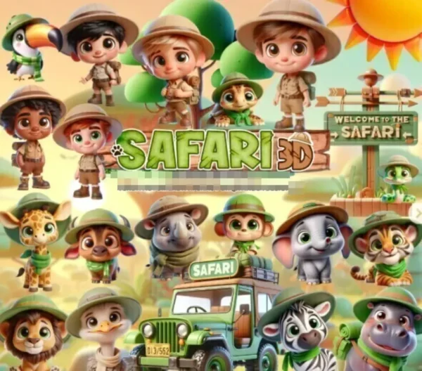 Coleção Exclusiva Safari: Kit Digital em PNG para Criativos